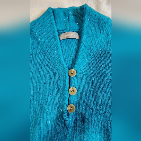 Liz Claiborne Turqoise Sweater with Button Detail, EUC, Size Medium - Picture 7 of 7